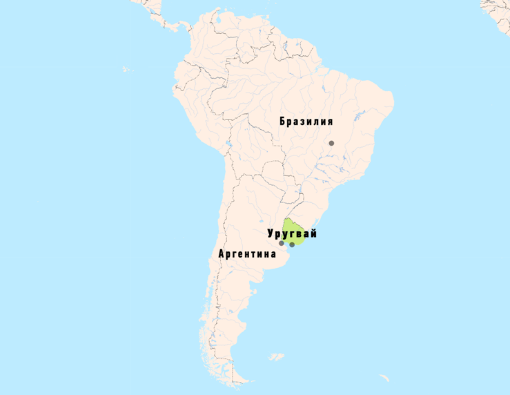 Уругвай на карте. Монтевидео на карте Южной Америки. Уругвай Южная Америка.